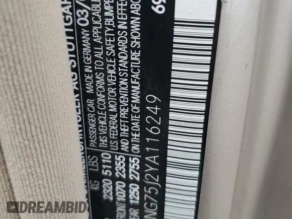 ✅ 2000 Mercedes-Benz S 320/430/500 • VIN: WDBNG75J2YA116249 • Lot: 60518165. Listed on Copart with Not provided. Free auction sales archive from the USA and detailed vehicle history report at DreamBid. Image 12.