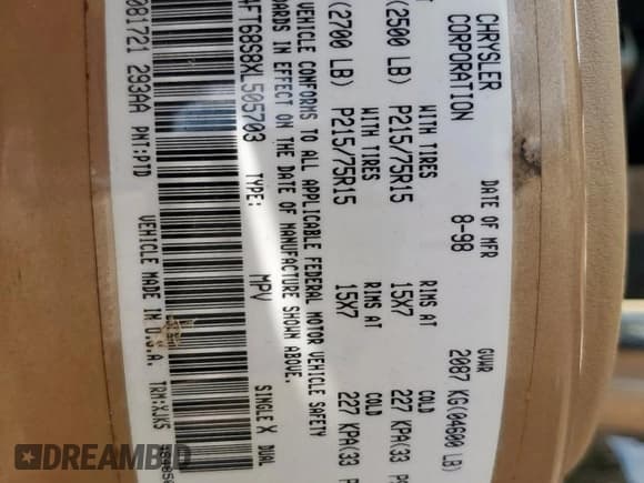 ✅ 1999 Jeep Cherokee Sport • VIN: 1J4FT68S8XL505703 • Lot: 68164535. Listed on Copart with 195,074 mi. Free auction sales archive from the USA and detailed vehicle history report at DreamBid. Image 12.