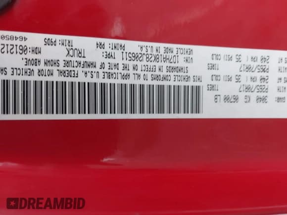 ✅ 2008 Dodge 1500 ST • VIN: 1D7HA18K28J206511 • Лот: 43665169. Опубликован ранее на IAAI с пробегом 146 940 миль. Бесплатный доступ к архиву аукционных продаж из США и подробный отчёт об истории автомобиля на DreamBid. Изображение 9.