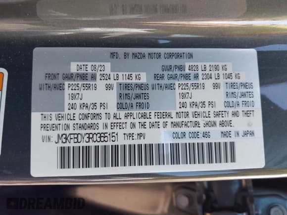 ✅ 2024 Mazda CX-5 Premium • VIN: JM3KFBDY3R0365151 • Лот: 42205903. Опубликован ранее на IAAI с пробегом 3 851 миль. Бесплатный доступ к архиву аукционных продаж из США и подробный отчёт об истории автомобиля на DreamBid. Изображение 9.