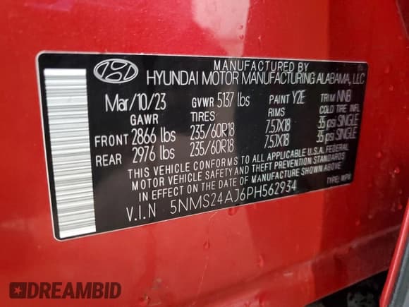 ✅ 2023 Hyundai Santa Fe SEL • VIN: 5NMS24AJ6PH562934 • Lot: 91900845. Wystawiony na Copart z przebiegiem 74 507 mil. Bezpłatny archiwum sprzedaży aukcyjnych z USA i szczegółowy raport historii pojazdu na DreamBid. Zdjęcie 14.