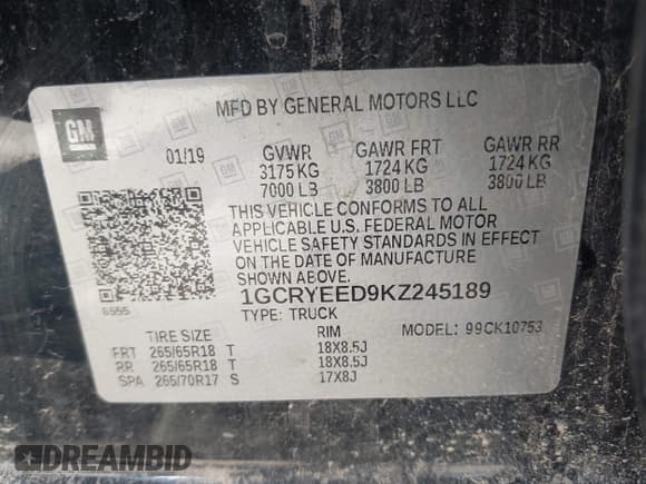 ✅ 2019 Chevrolet Silverado 1500 RST • VIN: 1GCRYEED9KZ245189 • Lot: 42193478. Wystawiony na IAAI z przebiegiem 90 974 mil. Bezpłatny archiwum sprzedaży aukcyjnych z USA i szczegółowy raport historii pojazdu na DreamBid. Zdjęcie 9.