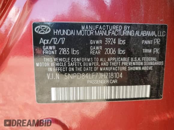 2018 Hyundai Elantra SEL with VIN 5NPD84LF7JH218104, listed as a Copart auction lot 71345865 with 109,114 mi miles and Salvage title. Bid and sale history available at DreamBid. Image 12.