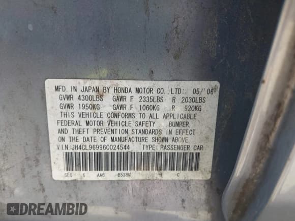 ✅ 2006 Acura TSX Navi • VIN: JH4CL96996C024544 • Лот: 41442554. Опубликован ранее на IAAI с пробегом 201 397 миль. Бесплатный доступ к архиву аукционных продаж из США и подробный отчёт об истории автомобиля на DreamBid. Изображение 9.