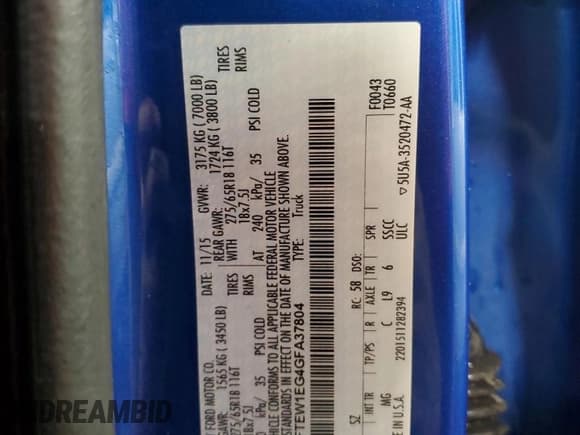 ✅ 2016 Ford F-150 Lariat • VIN: 1FTEW1EG4GFA37804 • Lot: 87205235. Listed on Copart with 150,647 mi. Free auction sales archive from the USA and detailed vehicle history report at DreamBid. Image 12.