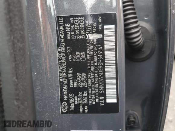 ✅ 2025 Hyundai Tucson SE • VIN: 5NMJA3DE9SH543567 • Lot: 84234435. Wystawiony na Copart z przebiegiem 12 284 mil. Bezpłatny archiwum sprzedaży aukcyjnych z USA i szczegółowy raport historii pojazdu na DreamBid. Zdjęcie 13.