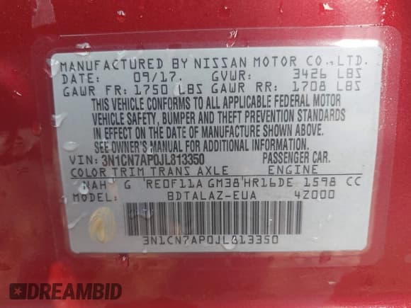 ✅ 2018 Nissan Versa SV • VIN: 3N1CN7AP0JL813350 • Lot: 43006389. Wystawiony na IAAI z przebiegiem 71 478 mil. Bezpłatny archiwum sprzedaży aukcyjnych z USA i szczegółowy raport historii pojazdu na DreamBid. Zdjęcie 9.