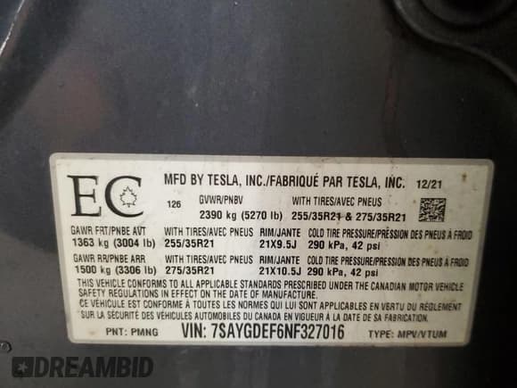 ✅ 2022 Tesla Model Y Performance • VIN: 7SAYGDEF6NF327016 • Лот: 52150725. Опубликован ранее на Copart с пробегом 99 505 миль. Бесплатный доступ к архиву аукционных продаж из США и подробный отчёт об истории автомобиля на DreamBid. Изображение 14.