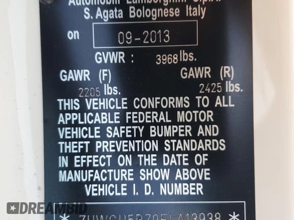 ✅ 2014 LAMBORGHINI GALLARDO GALLARDO • VIN: ZHWGU5BZ9ELA13938 • Лот: 80325615. Опубликован ранее на Copart с пробегом 35 258 миль. Бесплатный доступ к архиву аукционных продаж из США и подробный отчёт об истории автомобиля на DreamBid. Изображение 12.