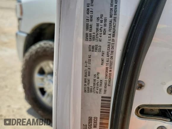 ✅ 2021 Ram 2500 Big Horn • VIN: 3C6UR5DL9MG628060 • Lot: 59047675. Listed on Copart with 99,752 mi. Free auction sales archive from the USA and detailed vehicle history report at DreamBid. Image 12.