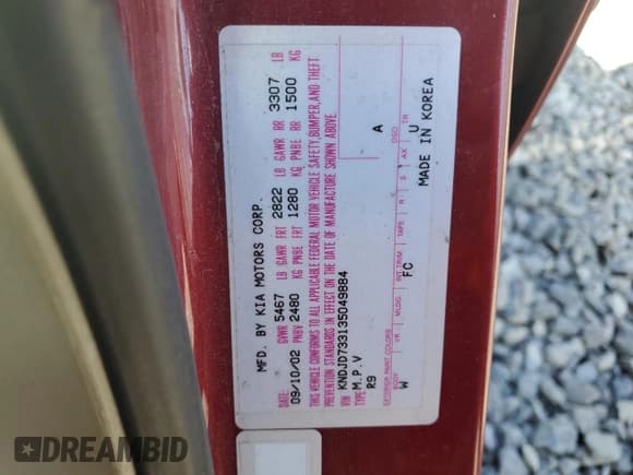 ✅ 2003 Kia Sorento LX • VIN: KNDJD733135049884 • Лот: 57178245. Опубликован ранее на Copart с пробегом 149 822 миль. Бесплатный доступ к архиву аукционных продаж из США и подробный отчёт об истории автомобиля на DreamBid. Изображение 13.