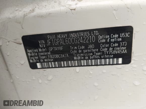 ✅ 2012 Subaru Impreza Special Sports Premium • VIN: JF1GPAL60CG242210 • Lot: 43077529. Listed on IAAI with 138,502 mi. Free auction sales archive from the USA and detailed vehicle history report at DreamBid. Image 9.