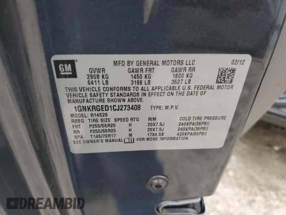 ✅ 2012 Chevrolet Traverse 1LT • VIN: 1GNKRGED1CJ273408 • Lot: 65215145. Wystawiony na Copart z przebiegiem 155 176 mil. Bezpłatny archiwum sprzedaży aukcyjnych z USA i szczegółowy raport historii pojazdu na DreamBid. Zdjęcie 13.