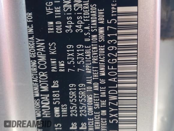 ✅ 2015 Hyundai Santa Fe • VIN: 5XYZWDLA0FG293175 • Лот: 67732893. Опубликован ранее на Copart с пробегом 121 014 миль. Бесплатный доступ к архиву аукционных продаж из США и подробный отчёт об истории автомобиля на DreamBid. Изображение 14.