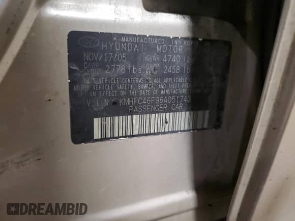 2006 Hyundai Azera SE с VIN KMHFC46F96A051743, выставлен на аукционе Copart как лот 50220485 с пробегом 80 834 миль миль и Списание • Salvage title. История ставок и продаж доступна на DreamBid. Изображение 12.