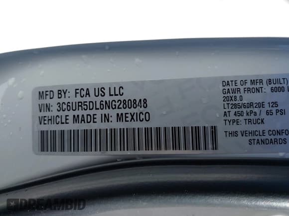 ✅ 2022 Ram 2500 Big Horn • VIN: 3C6UR5DL6NG280848 • Lot: 43586743. Wystawiony na IAAI z przebiegiem 76 593 mil. Bezpłatny archiwum sprzedaży aukcyjnych z USA i szczegółowy raport historii pojazdu na DreamBid. Zdjęcie 9.