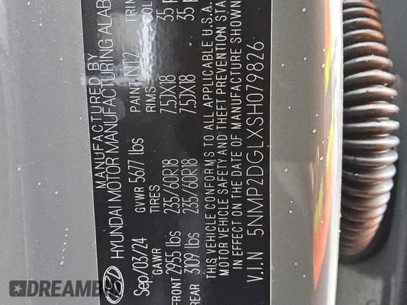 2025 Hyundai Santa Fe SEL с VIN 5NMP2DGLXSH079826, выставлен на аукционе Copart как лот 46659765 с пробегом 8 580 миль миль и Чистый • Clean title. История ставок и продаж доступна на DreamBid. Изображение 14.