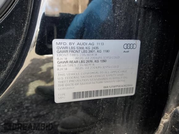 ✅ 2014 Audi Q5 Premium Plus • VIN: WA1LFAFP6EA062844 • Lot: 92884945. Listed on Copart with 48,173 mi. Free auction sales archive from the USA and detailed vehicle history report at DreamBid. Image 13.