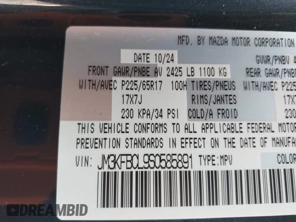 ✅ 2025 Mazda CX-5 S Preferred • VIN: JM3KFBCL9S0585891 • Lot: 43250616. Listed on IAAI with 19,054 mi. Free auction sales archive from the USA and detailed vehicle history report at DreamBid. Image 9.