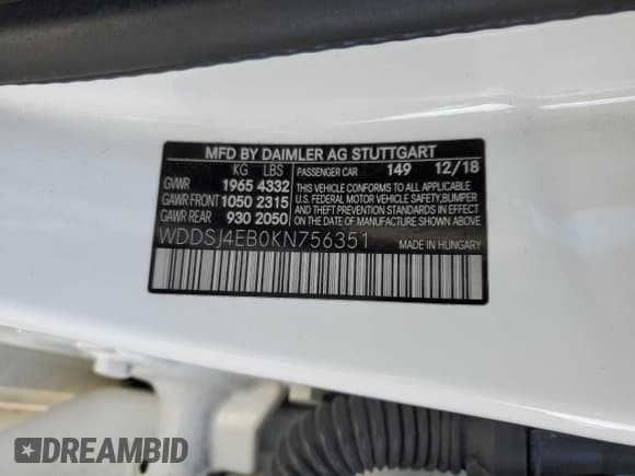 ✅ 2019 Mercedes-Benz CLA 250 • VIN: WDDSJ4EB0KN756351 • Lot: 91473265. Wystawiony na Copart z przebiegiem 75 529 mil. Bezpłatny archiwum sprzedaży aukcyjnych z USA i szczegółowy raport historii pojazdu na DreamBid. Zdjęcie 12.