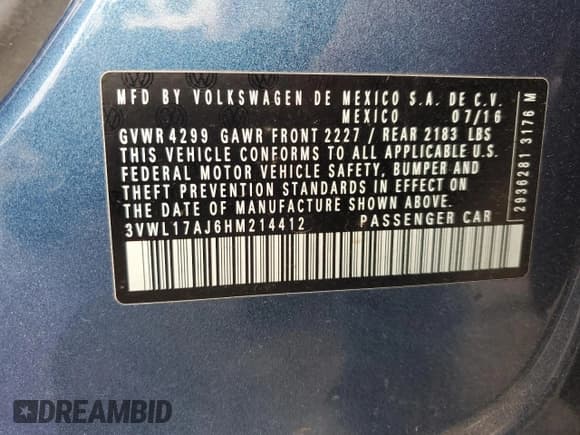 ✅ 2017 Volkswagen Jetta SEL • VIN: 3VWL17AJ6HM214412 • Lot: 85174445. Wystawiony na Copart z przebiegiem 78 810 mil. Bezpłatny archiwum sprzedaży aukcyjnych z USA i szczegółowy raport historii pojazdu na DreamBid. Zdjęcie 13.