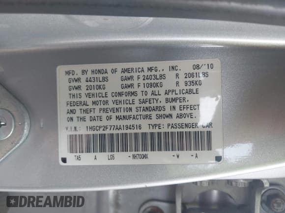 ✅ 2010 Honda Accord EX • VIN: 1HGCP2F77AA194516 • Lot: 43640651. Wystawiony na IAAI z przebiegiem 162 761 mil. Bezpłatny archiwum sprzedaży aukcyjnych z USA i szczegółowy raport historii pojazdu na DreamBid. Zdjęcie 9.