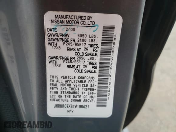 ✅ 2001 Infiniti QX4 Luxury • VIN: JNRDR07X61W100421 • Lot: 52361455. Wystawiony na Copart z przebiegiem 171 130 mil. Bezpłatny archiwum sprzedaży aukcyjnych z USA i szczegółowy raport historii pojazdu na DreamBid. Zdjęcie 13.