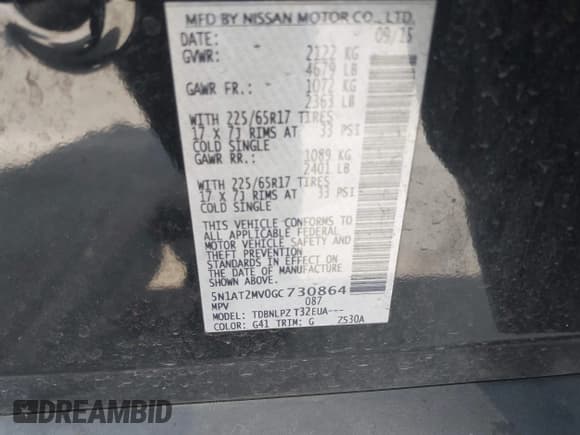 ✅ 2016 Nissan Rogue SV • VIN: 5N1AT2MV0GC730864 • Lot: 43130859. Listed on IAAI with 118,229 mi. Free auction sales archive from the USA and detailed vehicle history report at DreamBid. Image 9.