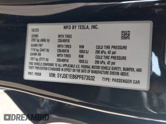 ✅ 2023 Tesla Model 3 Long Range • VIN: 5YJ3E1EB6PF673532 • Lot: 41885716. Wystawiony na IAAI z przebiegiem 39 690 mil. Bezpłatny archiwum sprzedaży aukcyjnych z USA i szczegółowy raport historii pojazdu na DreamBid. Zdjęcie 9.