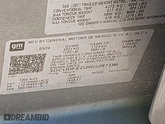 ✅ 2024 Chevrolet Silverado 1500 LT Trail Boss • VIN: 3GCUDFED2RG297186 • Lot: 43601207. Wystawiony na IAAI z przebiegiem 36 274 mil. Bezpłatny archiwum sprzedaży aukcyjnych z USA i szczegółowy raport historii pojazdu na DreamBid. Zdjęcie 9.