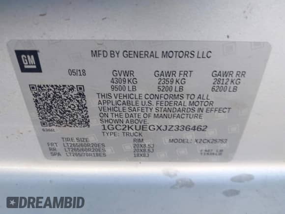 2018 Chevrolet Silverado 2500HD Work Truck z VIN 1GC2KUEGXJZ336462, wystawiony jako IAAI lot #43456042 z przebiegiem 162 564 mil mil oraz . Historia ofert i sprzedaży dostępna na DreamBid. Obrazek 9.