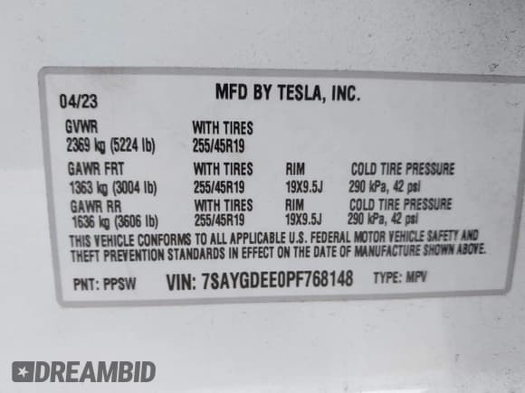 ✅ 2023 Tesla Model Y Long Range • VIN: 7SAYGDEE0PF768148 • Лот: 43656385. Опубликован ранее на IAAI с пробегом 44 126 миль. Бесплатный доступ к архиву аукционных продаж из США и подробный отчёт об истории автомобиля на DreamBid. Изображение 9.