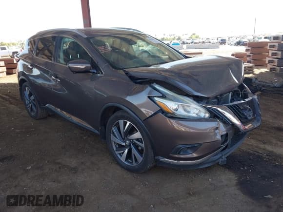 ✅ 2015 Nissan Murano S • VIN: 5N1AZ2MGXFN261740 • Lot: 43526576. Wystawiony na IAAI z przebiegiem 156 345 mil. Bezpłatny archiwum sprzedaży aukcyjnych z USA i szczegółowy raport historii pojazdu na DreamBid. Zdjęcie 1.