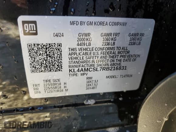 ✅ 2024 Buick Encore GX Preferred • VIN: KL4AMCSL7RB216831 • Lot: 42343275. Listed on Copart with 14,484 mi. Free auction sales archive from the USA and detailed vehicle history report at DreamBid. Image 14.