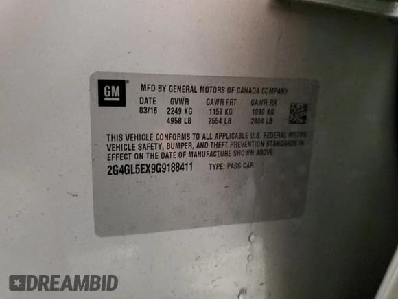 ✅ 2016 Buick Regal • VIN: 2G4GL5EX9G9188411 • Lot: 89083965. Wystawiony na Copart z przebiegiem 59 704 mil. Bezpłatny archiwum sprzedaży aukcyjnych z USA i szczegółowy raport historii pojazdu na DreamBid. Zdjęcie 12.