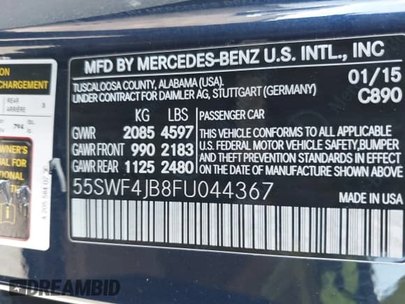 ✅ 2015 Mercedes-Benz C 300 • VIN: 55SWF4JB8FU044367 • Лот: 43716730. Опубликован ранее на IAAI с пробегом 154 322 миль. Бесплатный доступ к архиву аукционных продаж из США и подробный отчёт об истории автомобиля на DreamBid. Изображение 9.