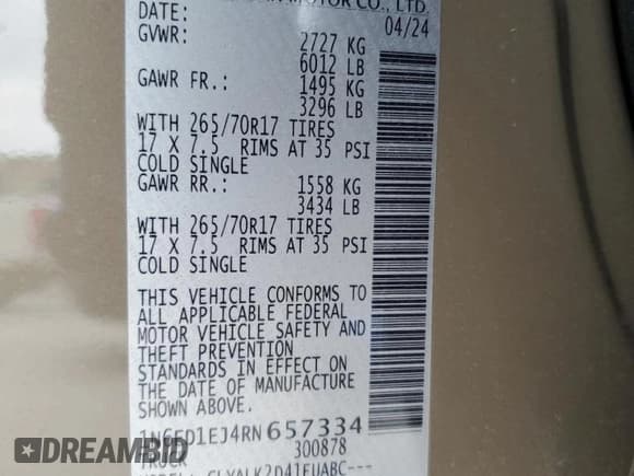 ✅ 2024 Nissan Frontier SL • VIN: 1N6ED1EJ4RN657334 • Lot: 55169675. Listed on Copart with 5,706 mi. Free auction sales archive from the USA and detailed vehicle history report at DreamBid. Image 13.