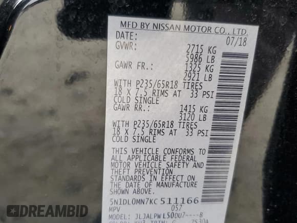 ✅ 2019 Infiniti QX60 Pure • VIN: 5N1DL0MN7KC511166 • Lot: 82705525. Wystawiony na Copart z przebiegiem 132 670 mil. Bezpłatny archiwum sprzedaży aukcyjnych z USA i szczegółowy raport historii pojazdu na DreamBid. Zdjęcie 13.