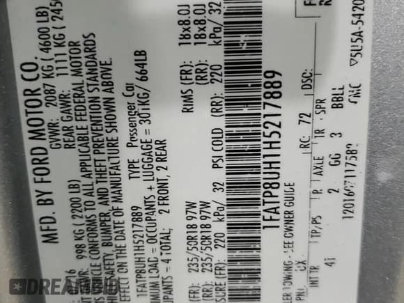 ✅ 2017 Ford Mustang EcoBoost Premium • VIN: 1FATP8UH1H5217889 • Лот: 92179085. Опубликован ранее на Copart с пробегом 138 743 миль. Бесплатный доступ к архиву аукционных продаж из США и подробный отчёт об истории автомобиля на DreamBid. Изображение 12.