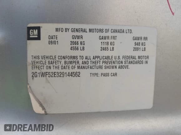 ✅ 2002 Chevrolet Impala • VIN: 2G1WF52E329144562 • Lot: 42772568. Wystawiony na IAAI z przebiegiem 195 781 mil. Bezpłatny archiwum sprzedaży aukcyjnych z USA i szczegółowy raport historii pojazdu na DreamBid. Zdjęcie 9.