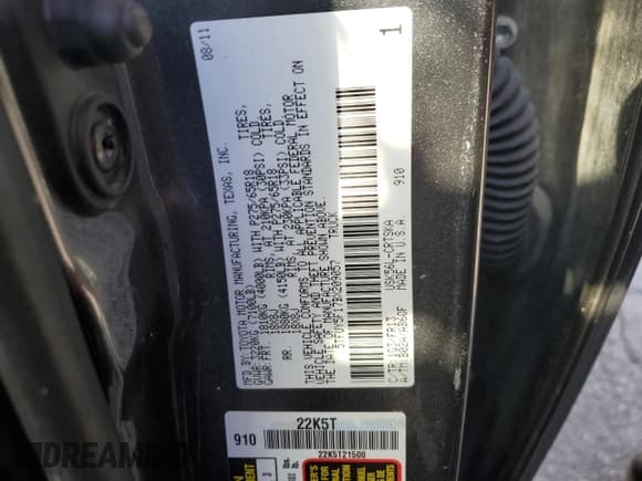 ✅ 2011 Toyota Tundra • VIN: 5TFUY5F17BX209057 • Lot: 70257725. Listed on Copart with Not provided. Free auction sales archive from the USA and detailed vehicle history report at DreamBid. Image 12.