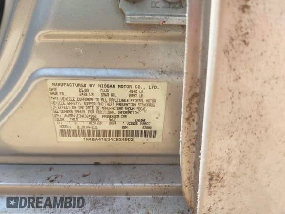 ✅ 2004 Nissan Maxima SE • VIN: 1N4BA41E34C824902 • Lot: 42800286. Wystawiony na IAAI z przebiegiem 159 977 mil. Bezpłatny archiwum sprzedaży aukcyjnych z USA i szczegółowy raport historii pojazdu na DreamBid. Zdjęcie 9.