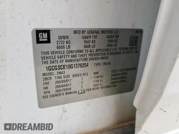 ✅ 2016 Chevrolet Colorado 2WD LT • VIN: 1GCGSCE10G1378254 • Lot: 62951595. Listed on Copart with 180,965 mi. Free auction sales archive from the USA and detailed vehicle history report at DreamBid. Image 12.