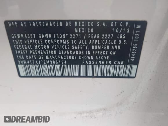 ✅ 2014 Volkswagen Jetta GLI • VIN: 3VW4T7AJ7EM385194 • Lot: 43765495. Wystawiony na IAAI z przebiegiem 151 140 mil. Bezpłatny archiwum sprzedaży aukcyjnych z USA i szczegółowy raport historii pojazdu na DreamBid. Zdjęcie 9.