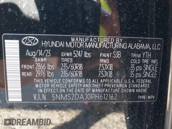 ✅ 2023 Hyundai Santa Fe SEL • VIN: 5NMS2DAJ0PH612162 • Lot: 43345308. Wystawiony na IAAI z przebiegiem 17 740 mil. Bezpłatny archiwum sprzedaży aukcyjnych z USA i szczegółowy raport historii pojazdu na DreamBid. Zdjęcie 9.