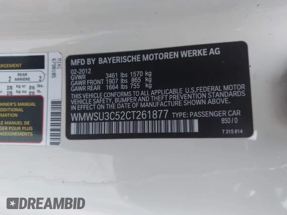 ✅ 2012 MINI Hardtop • VIN: WMWSU3C52CT261877 • Lot: 43799254. Listed on IAAI with 101,341 mi. Free auction sales archive from the USA and detailed vehicle history report at DreamBid. Image 9.