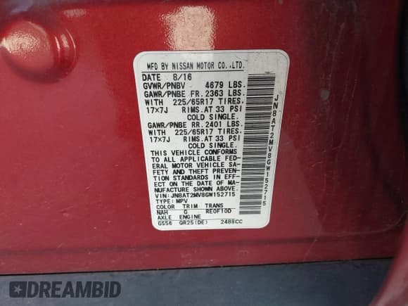 ✅ 2016 Nissan Rogue S • VIN: JN8AT2MV8GW152715 • Лот: 43444985. Опубликован ранее на IAAI с пробегом 81 160 миль. Бесплатный доступ к архиву аукционных продаж из США и подробный отчёт об истории автомобиля на DreamBid. Изображение 9.