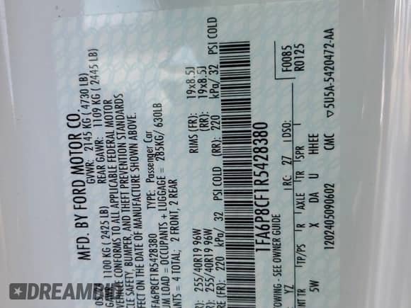 ✅ 2024 Ford Mustang GT • VIN: 1FA6P8CF1R5428380 • Lot: 71914685. Listed on Copart with 4,319 mi. Free auction sales archive from the USA and detailed vehicle history report at DreamBid. Image 12.