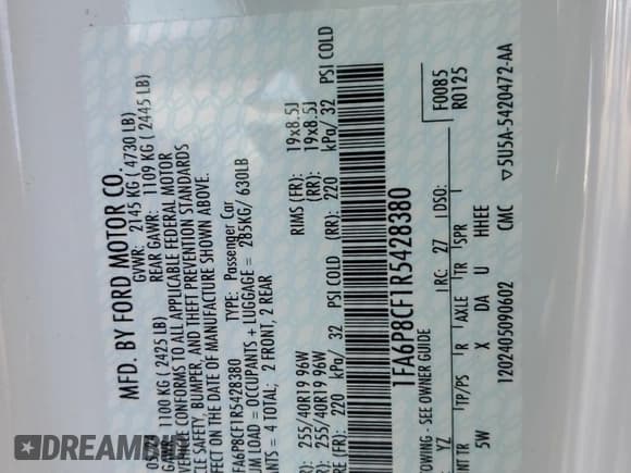 ✅ 2024 Ford Mustang GT • VIN: 1FA6P8CF1R5428380 • Лот: 71914685. Опубликован ранее на Copart с пробегом 4 319 миль. Бесплатный доступ к архиву аукционных продаж из США и подробный отчёт об истории автомобиля на DreamBid. Изображение 12.