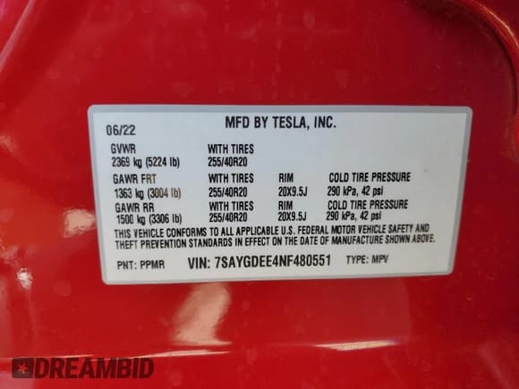 ✅ 2022 Tesla Model Y Long Range • VIN: 7SAYGDEE4NF480551 • Lot: 68522745. Wystawiony na Copart z przebiegiem 117 215 mil. Bezpłatny archiwum sprzedaży aukcyjnych z USA i szczegółowy raport historii pojazdu na DreamBid. Zdjęcie 12.